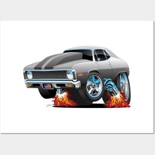 Classic American Muscle Car Hot Rod Cartoon Posters and Art